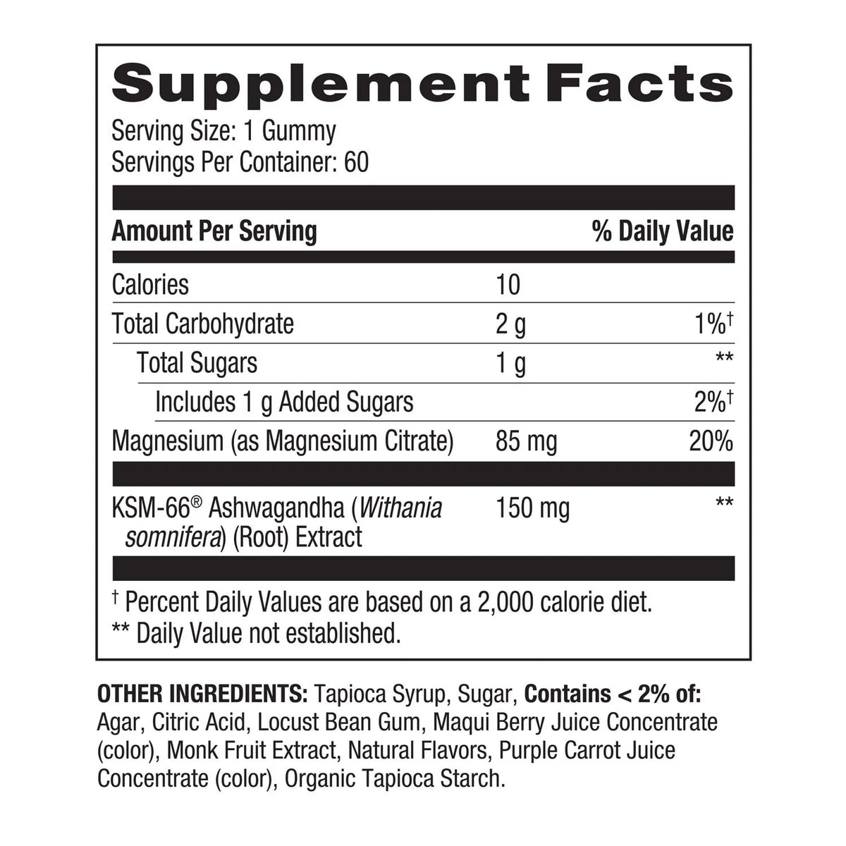 Ashwagandha Dietary Supplement Gummies, Mixed Berry, 60 Count J4605