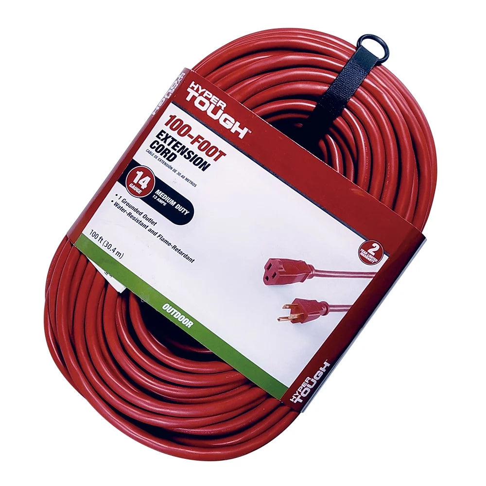 100FT 14AWG 3 Prong Red Extension Cord N466