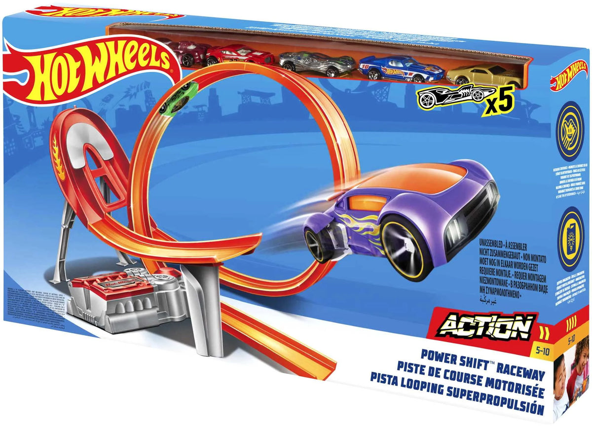 Motorized Raceway Track Set with 5 Cars 1:64 Scale W306