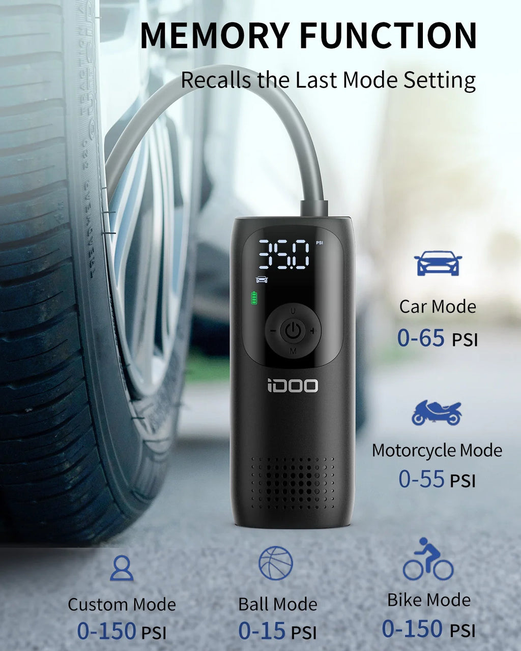 150PSI Cordless Tire Inflator Portable Air Compressor Q5709